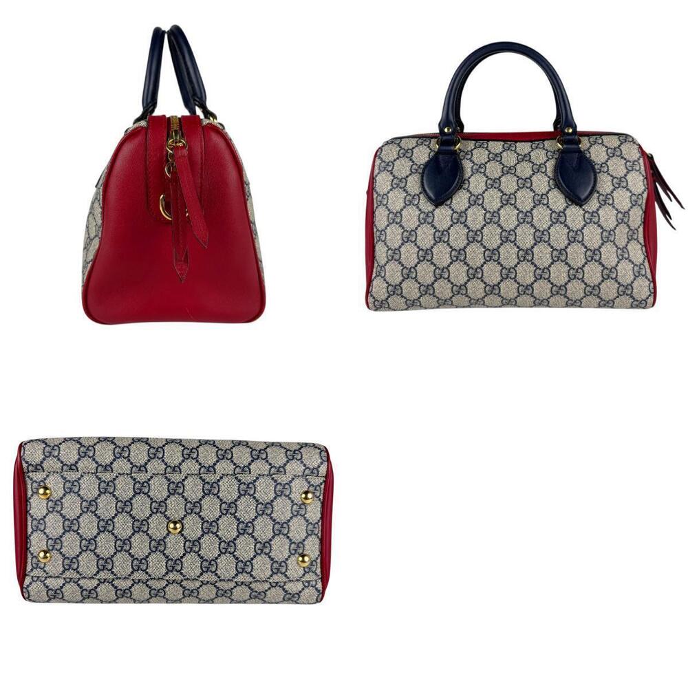 Gucci 2way Canvas Blue Red Bag Supreme Gold GG Leather Shoulder Navy Red Gold